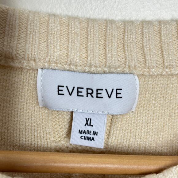 EVEREVE McKinnon Bell Sleeve Pullover Cable Knit Sweater Cream Ivory Sz XL {3D4} - Picture 5 of 6